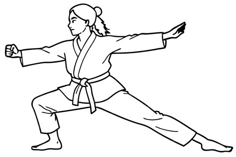 Woman Practicing Karate In Traditional Gi Illustration | Premium AI-generated vector