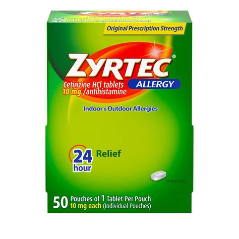 Amazon.com: Zyrtec 24 Hour Allergy Relief Tablets, Individually Wrapped ...