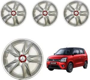 KYZO CAR WHEEL CAP/ WHEEL COVER MAPPLE DESGIN "SILVER WITH MIDDLE RED ...
