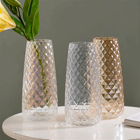 Diamante Clear Glass Flower Vase