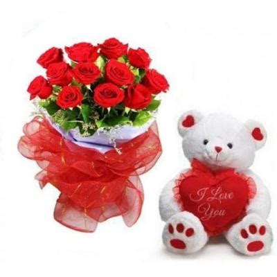 Send Teddy Bear With Roses Online in Kerala Same Day Delivery