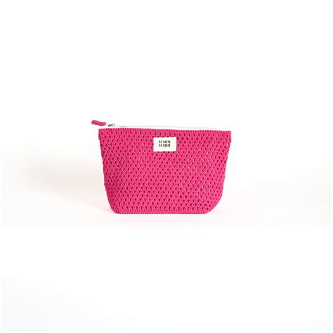Girly pink crochet pouch large
