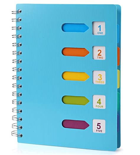 5 Subject Spiral Notebook with Divider Tabs, A5 Wide Ruled 5.7" 8.5 ...