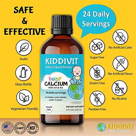 Buy Kiddivit Baby Calcium Liquid Drops with Vitamin D3 & K2-24 Daily ...
