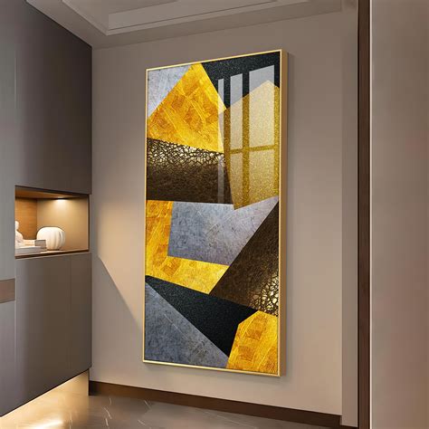 Buy Black and Gold Abstract Vision Glass Finish Vertical Wall Art ...