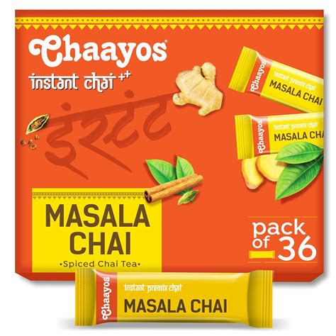 Buy Chaayos Spiced Chai Tea Latte Instant Powdered Mix - Pack of 36 ...