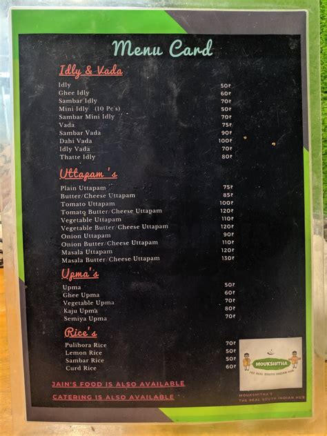 Menu at Moukshitha-The Real South Indian Hub, Surat