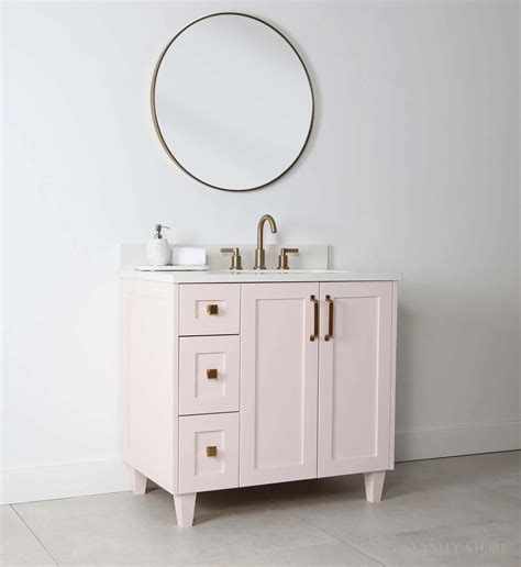 Bridgeport 36" Champagne Pink Bathroom Vanity, Right Sink - Teodor ...