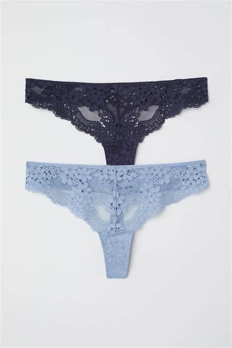 2-pack lace thong briefs - Dusky blue - Ladies | H&M IN