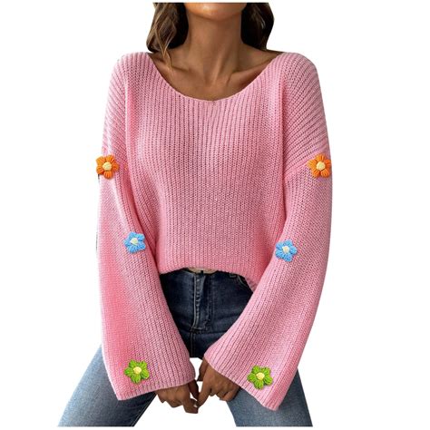 Womens Cropped Sweater Sexy Off The Shoulder Bell Sleeve Pullover Cute ...