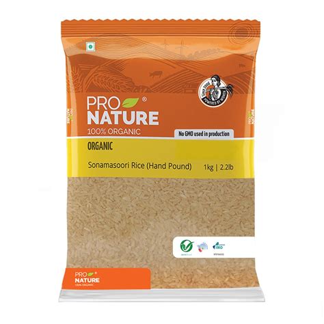 Pro Nature 100% Organic Sonamasoori Rice, Hand Pound, 1Kg : Amazon.in ...