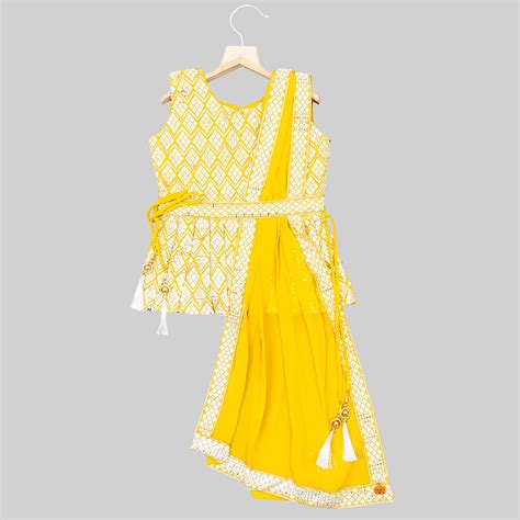Buy Mustard Peplum Top & Sharara Suit for Girls – Mumkins