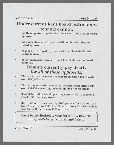 [Berkeley, Calif. election, 1990 (Nov. 6), Rent Stabilization Board ...