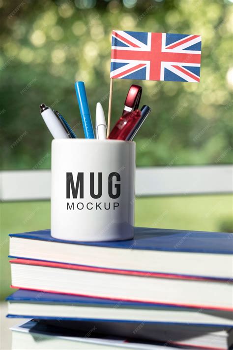 Premium PSD | English learning book mock-up with stationery