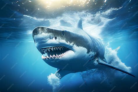 Premium Photo | Great white shark underwater shark hunting