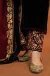 Buy Black Velvet, Georgette Embroidery, Cut Work V-neck Kashmiri Kurta ...