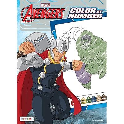 Buy Bendon Avengers 48-Page Color by Number Coloring Book with Full ...