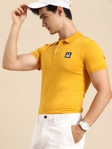 United Colors of Benetton Solid Men Polo Neck Yellow T-Shirt - Buy ...