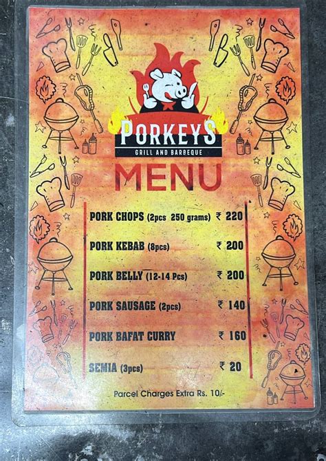 Menu at Porkey’s Grill, Bengaluru