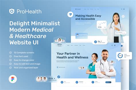 ProHealth - Delight Blue Minimalist Modern Medical & Healthcare Website ...
