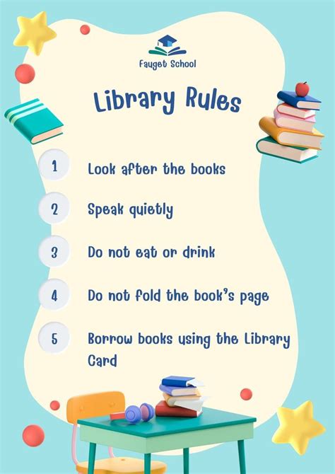 Library Rules Poster 的图像结果