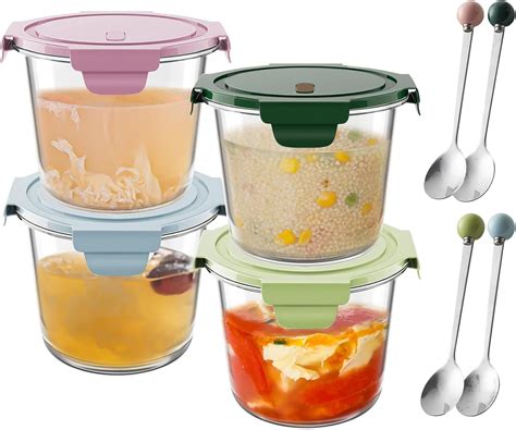 Amazon.com: GO2HEJING Glass Food Storage Containers with Spoon Pack of ...