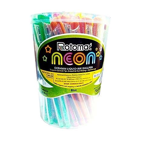 Rotomac Neon Blue Ball Pen Pack of 1 Jar : Amazon.in: Office Products