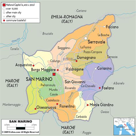 San Marino Europe Map Country San Marino Map With Cities Free
