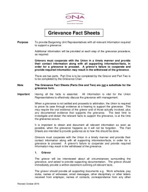 ONA Grievance Fact Sheets - Blank Fillable Template | Fill Out, Print ...