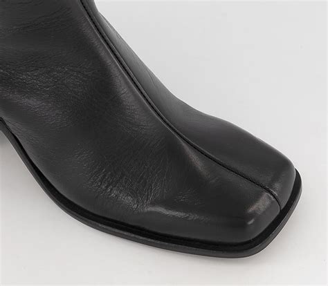 OFFICE Karson Square Toe Knee Boots Black Leather - Women's Knee High Boots