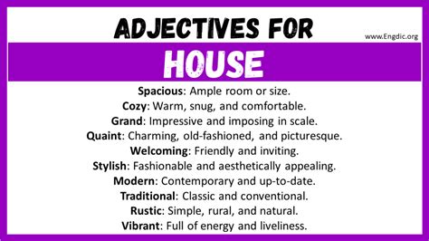20+ Best Words to Describe a House, Adjectives for House - EngDic