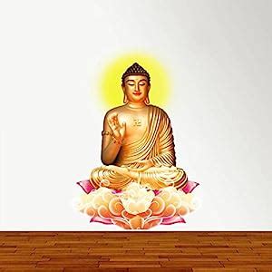 Rawpockets Decals PVC Vinyl Self Adhesive Lord Buddha Peaceful On Lotus ...