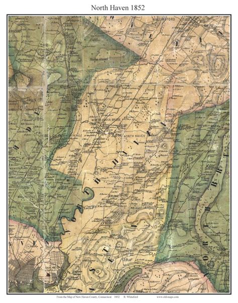 North Haven, Connecticut 1852 New Haven Co. - Old Map Custom Print ...