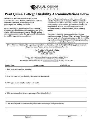 Fillable Online pqc Paul Quinn College Disability Accommodations Form ...