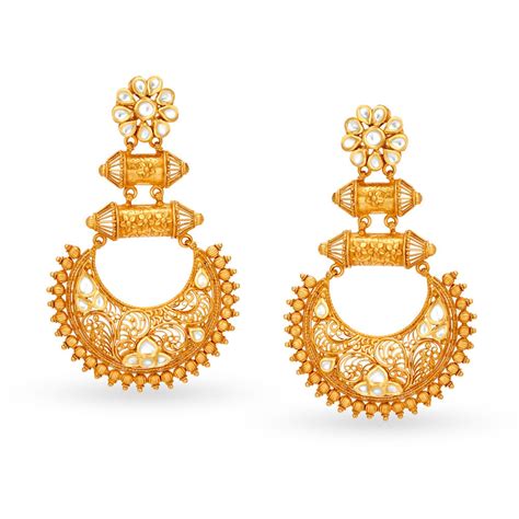Antique Chand Bali Gold Drop Earrings