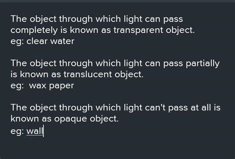 Weite the difference between transparent translucent and opaque ...