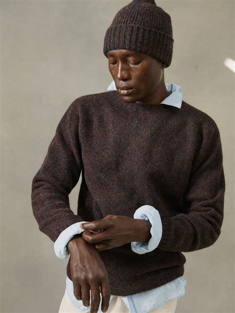 Harley of Scotland Mens Seamless Saddle Shoulder Shetland Sweater - VO ...