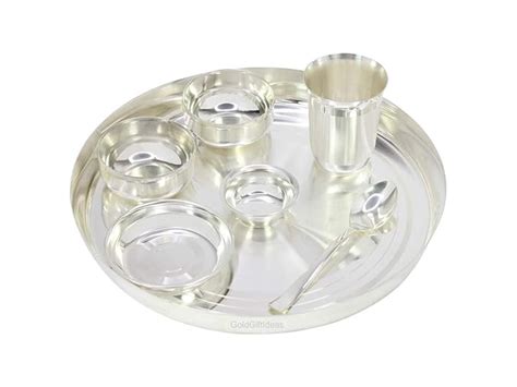 GoldGiftIdeas 12 Inch Silver Plated Dinner Set for Gift, Dinnerware Set ...