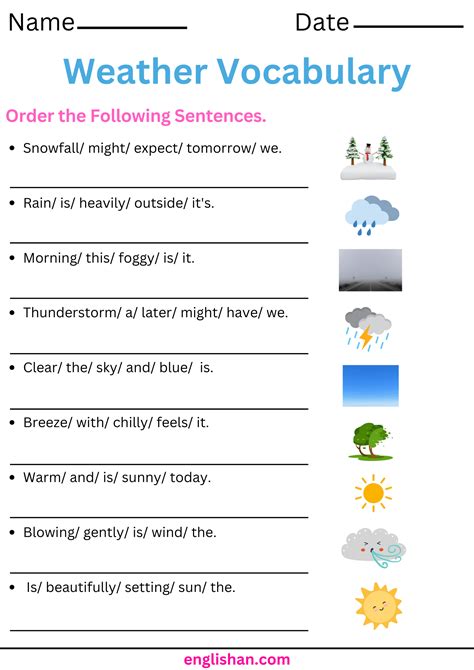 Weather Vocabulary Worksheets and Exercises • Englishan