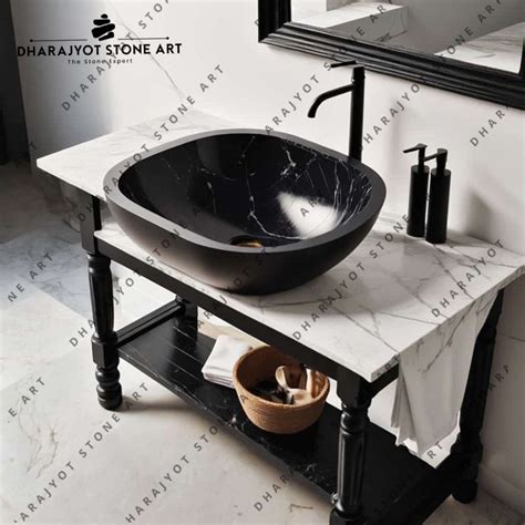 Black Matt Marble Design Table Top Wash Basin – Dharajyot Stone Art