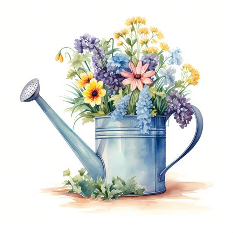 Watering Can Clipart, Watering Can With Flowers Images, 10 Watercolor ...
