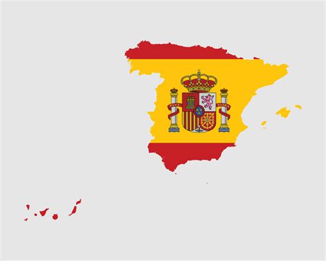 Spain Flag Map. Map of the Kingdom of Spain with the Spanish country ...