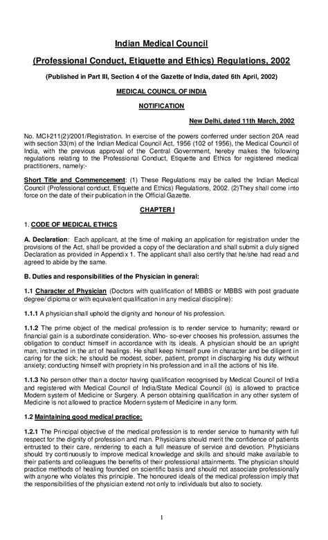 Codeof Medical Ethics Regulations - Indian Medical Council ...