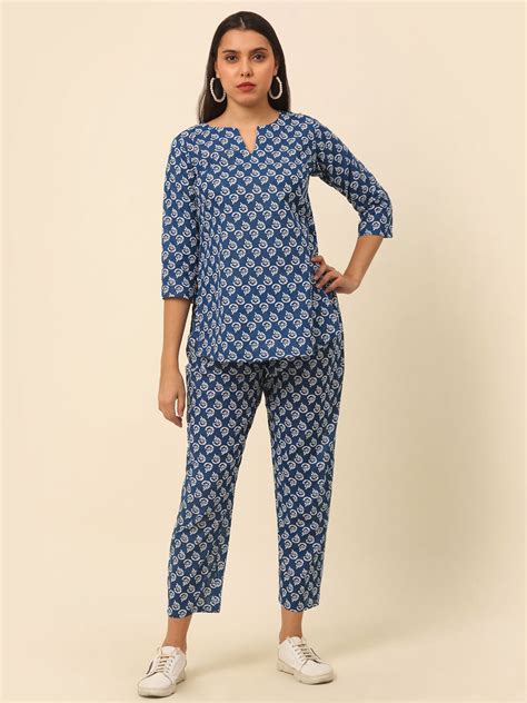 Women floral printed pure cotton lounge set