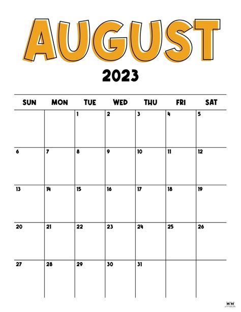 August 2023 calendars 50 free printables – Artofit