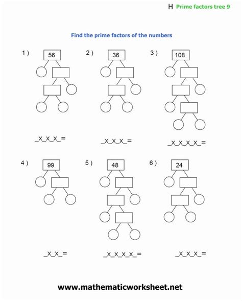 Image result for Math Factor Trees Worksheet