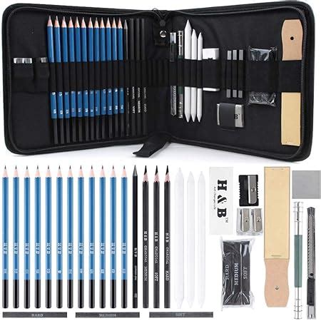 33 Piece Professional Art Kit Drawing Pencils with Sketch Kit, Charcoal ...