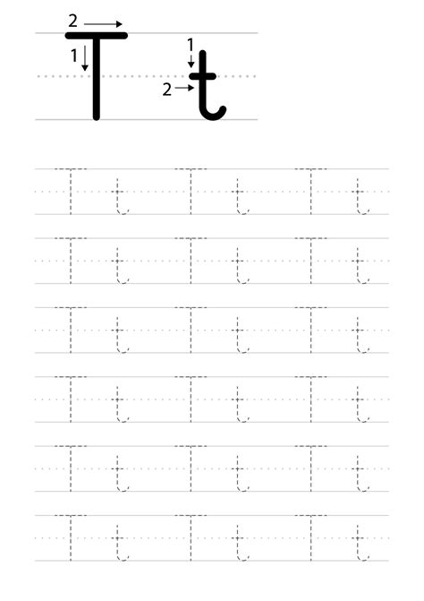 Printable letter T alphabet tracing worksheet 35665929 Vector Art at ...