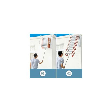 Buy INTBUYING Folding Ladder Loft Stairs Attic Steps Pull Down 12 Steps ...