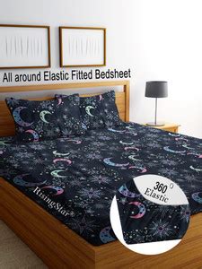 RisingStar 250 TC Cotton King Striped Fitted (Elastic) Bedsheet - Buy ...